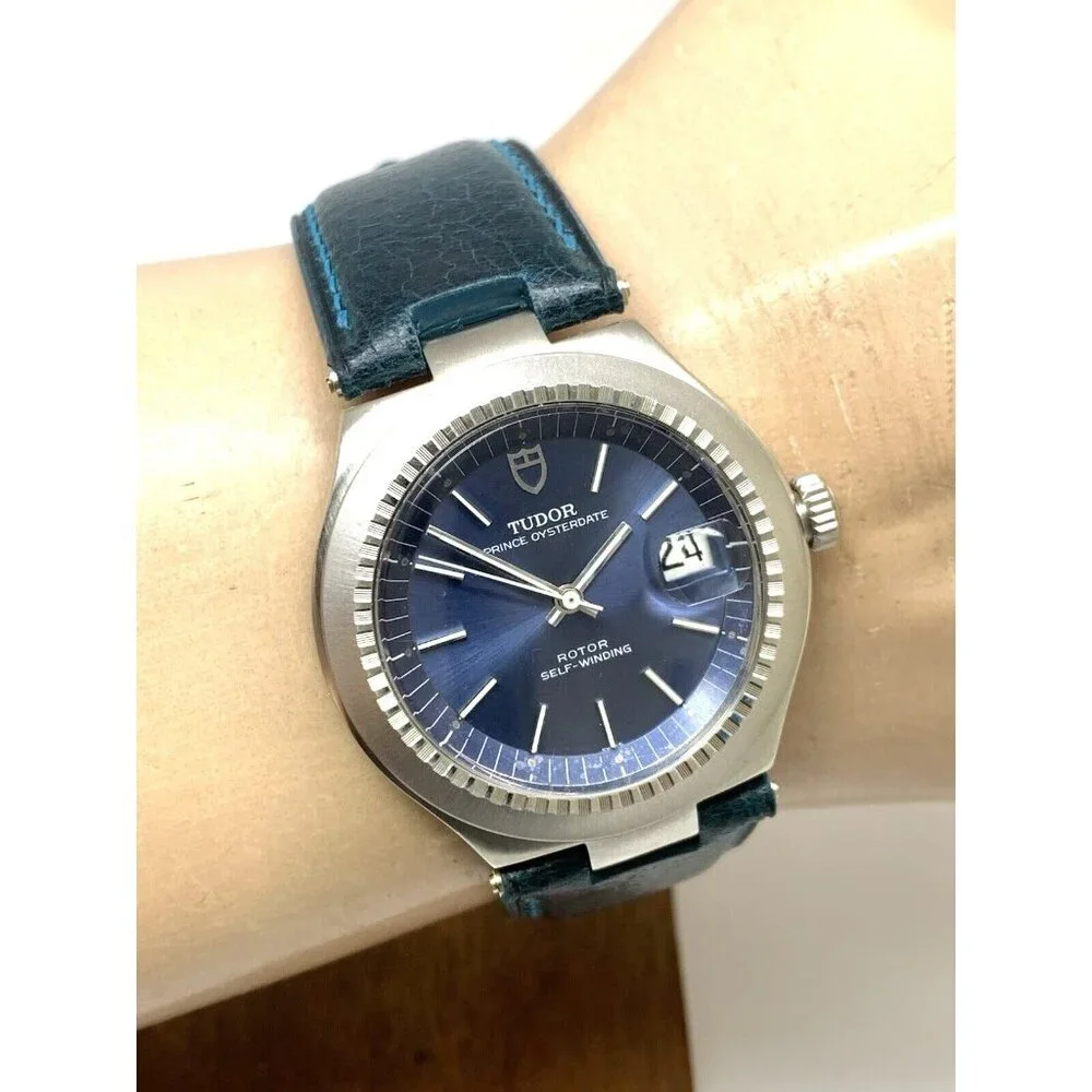 Tudor Mens Watch 9101/0 Vintage Prince Oysterdate Swiss Automatic Blue Dial 38mm